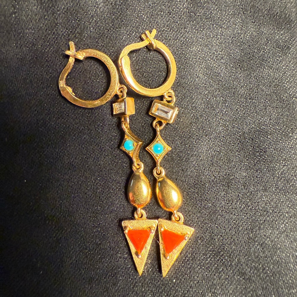 Elegant Gold and Orange Drop Earrings